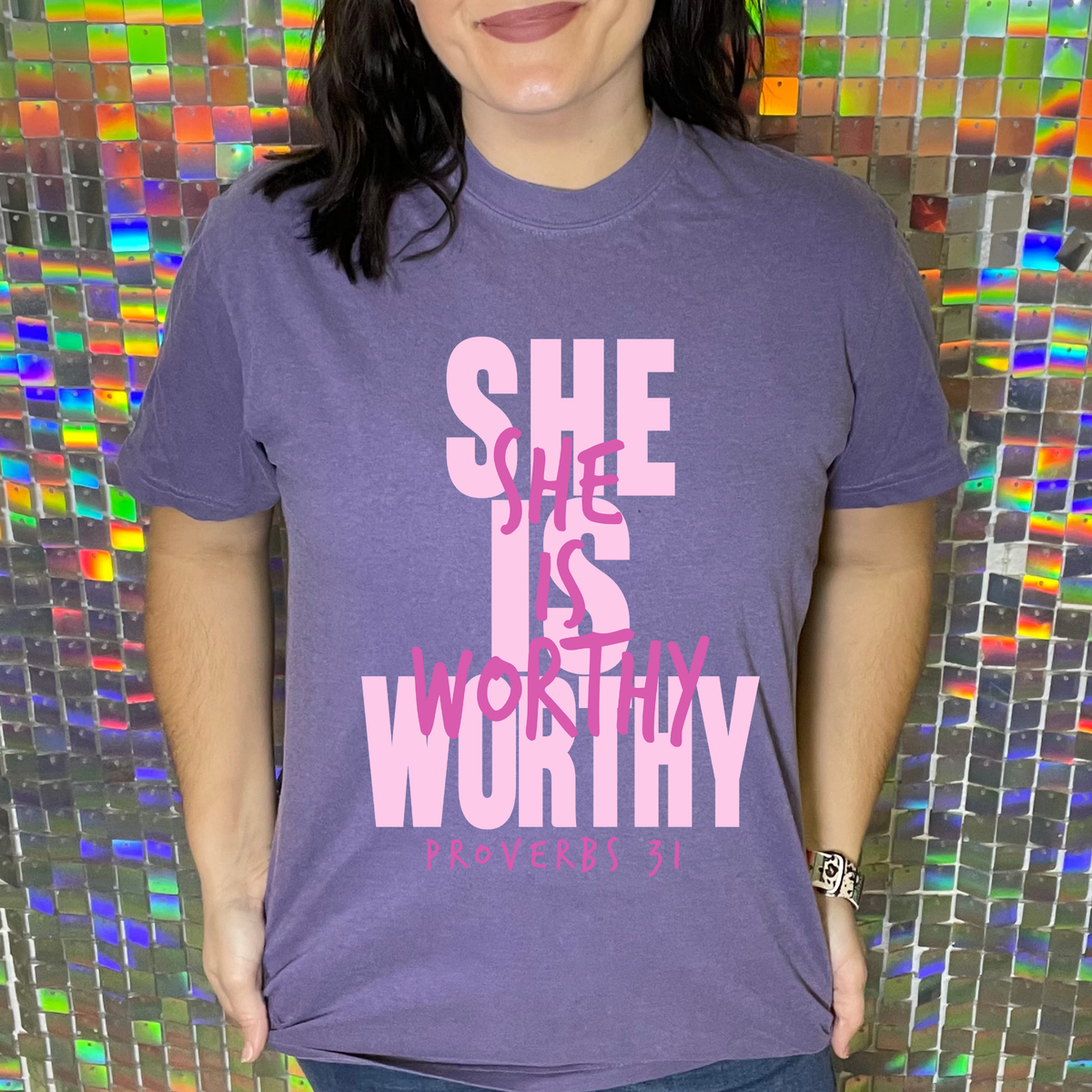 She Is Worthy Graphic Tee D-1021
