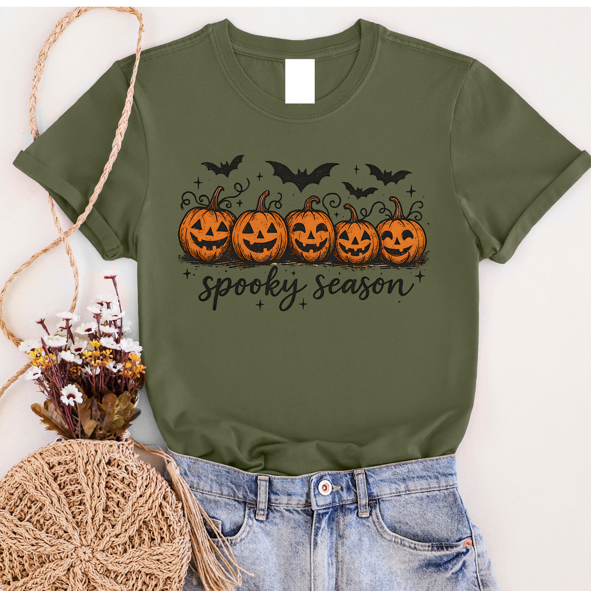 Spooky Season Jack & Bats Graphic Tee