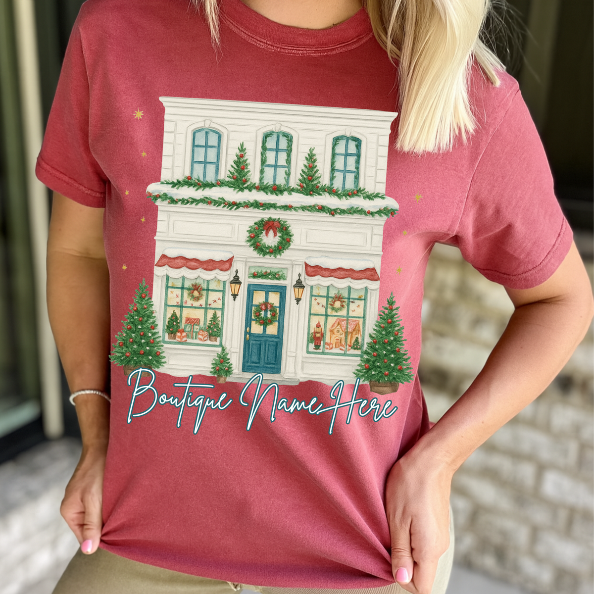 White Traditional Store Front Graphic Tee