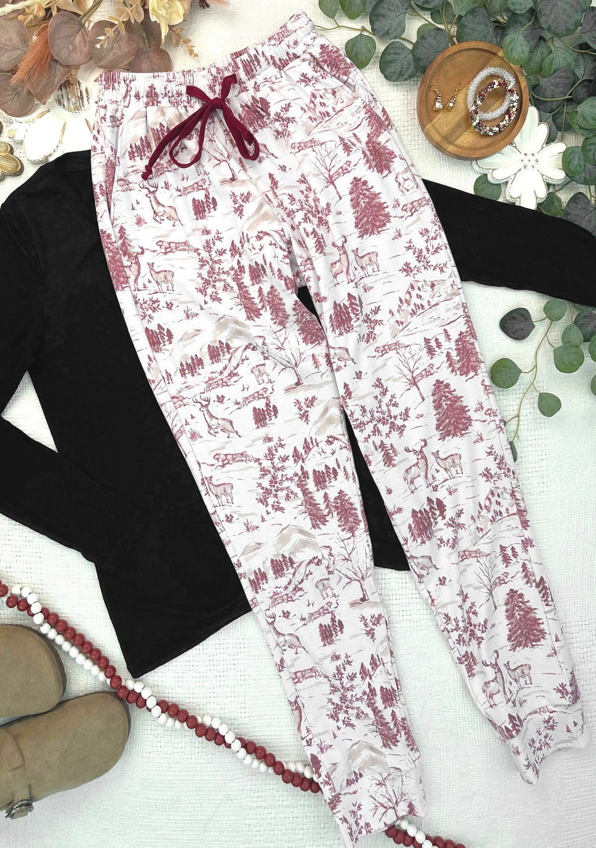 Classic Joggers - Cranberry Woodland