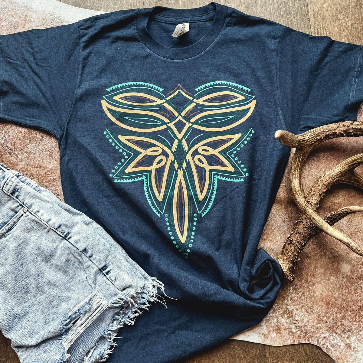Turquoise + Leather Boot Stitch Graphic Tee