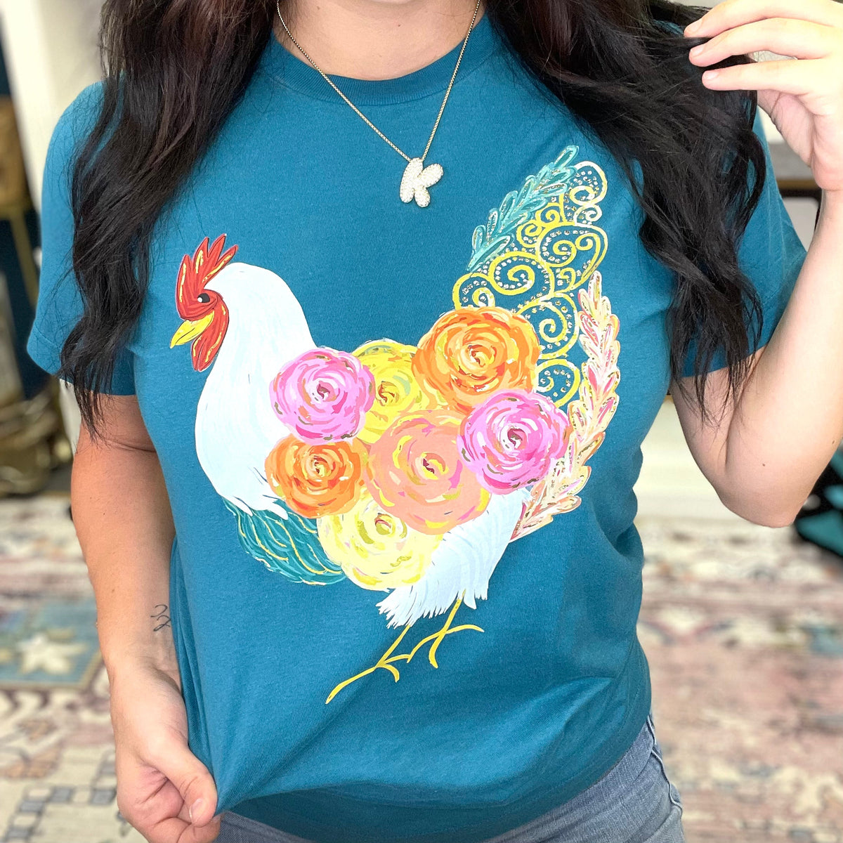 Floral Chicken Graphic Tee