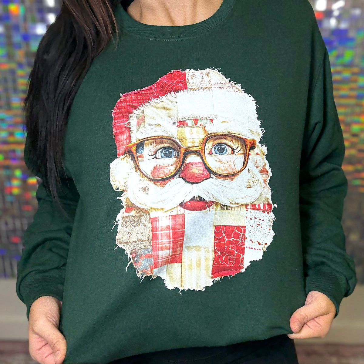 Vintage Fabric Patch Santa Graphic Crewneck