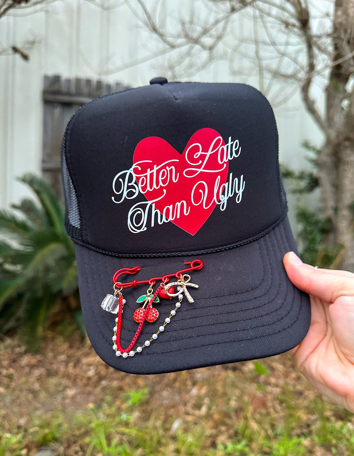 Better Late Than Ugly Black Trucker