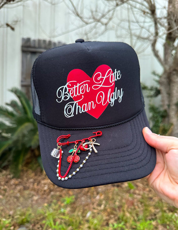 Better Late Than Ugly Black Trucker
