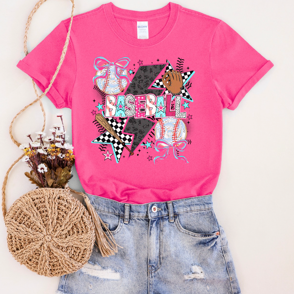 Leopard Lightning Bolt Baseball Graphic Tee