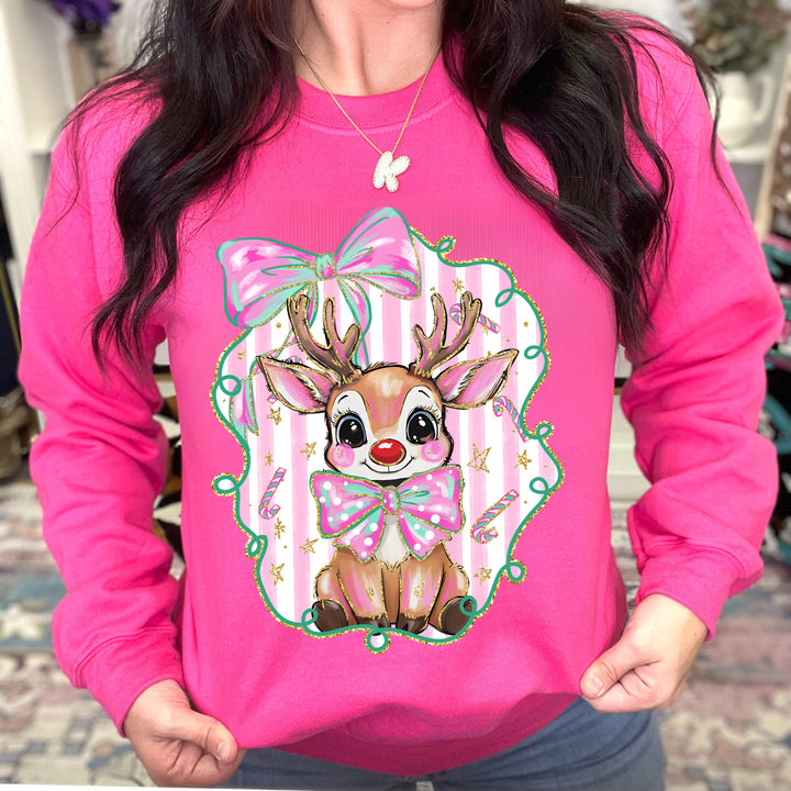 Girly Reindeer Graphic Sweatshirt