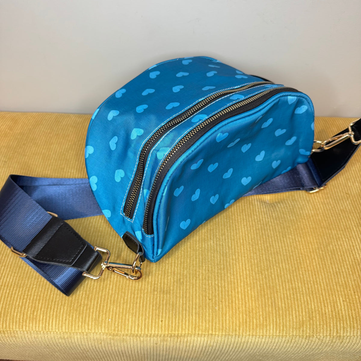 The Roni Nylon Crossbody - Dark Blue Hearts