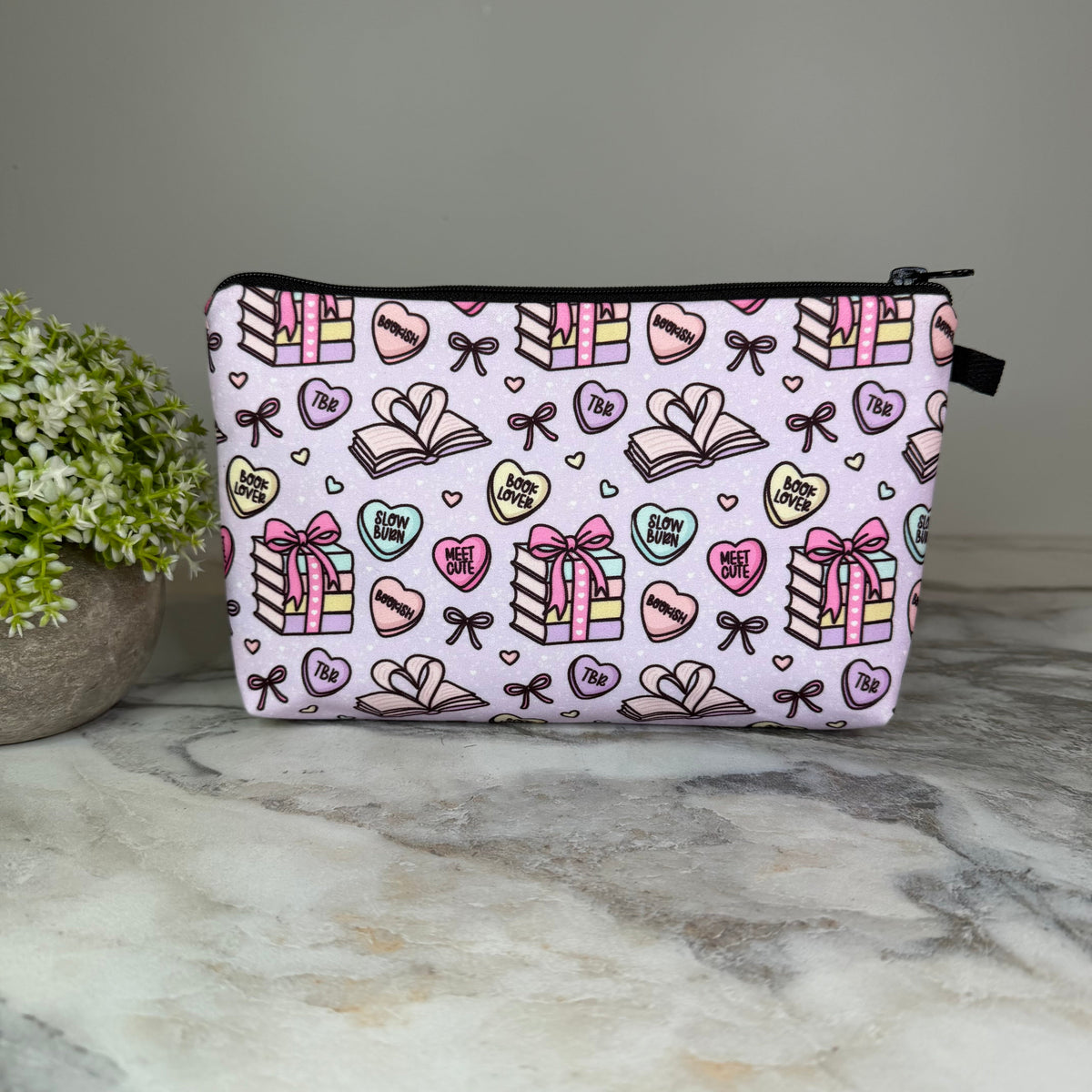 Pouch - Book Heart Romance TBR, Purple Lavender