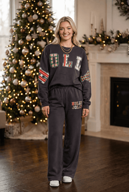 Holly Jolly Patch Charcoal Sweatshirt