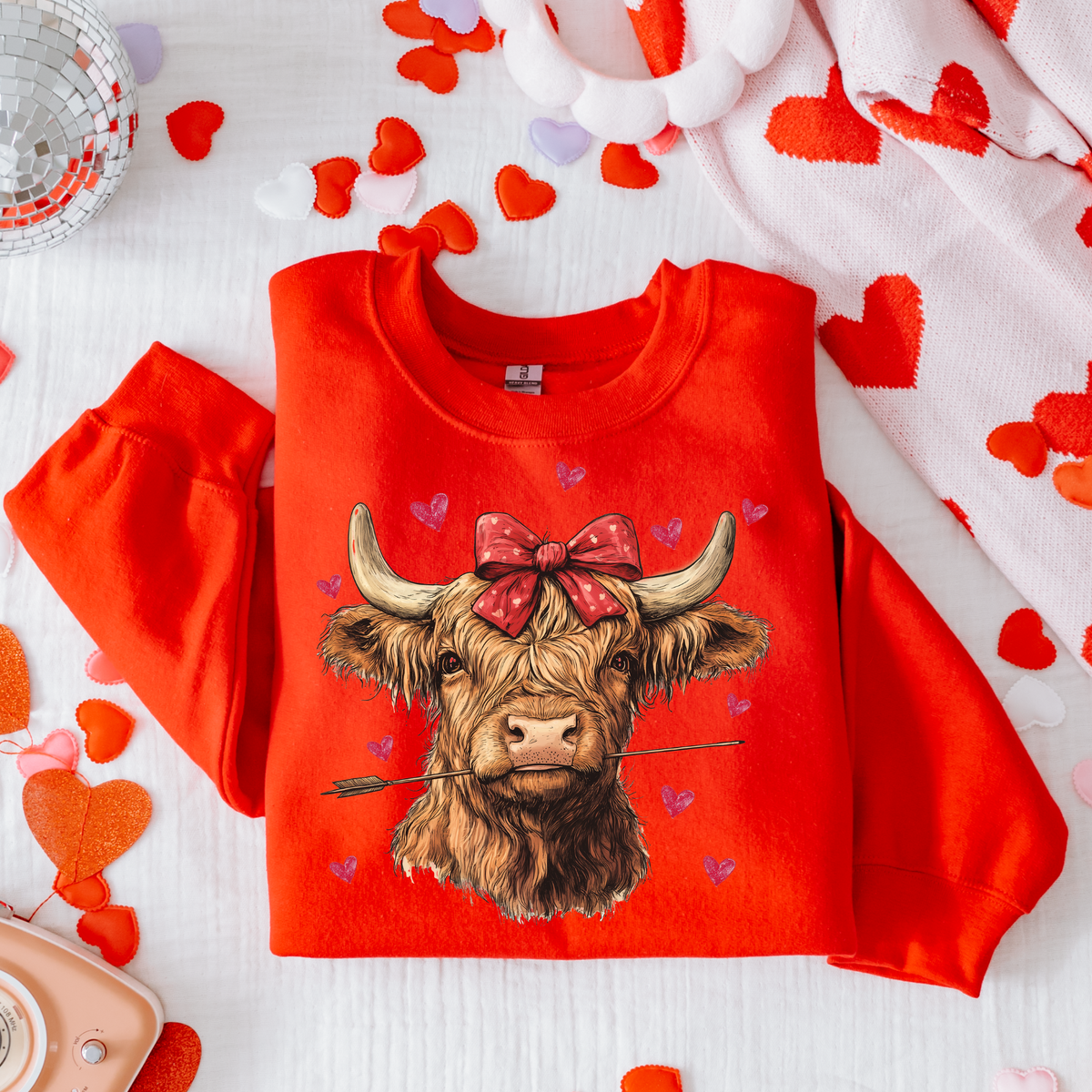 Highland Cow Vday Graphic Tee