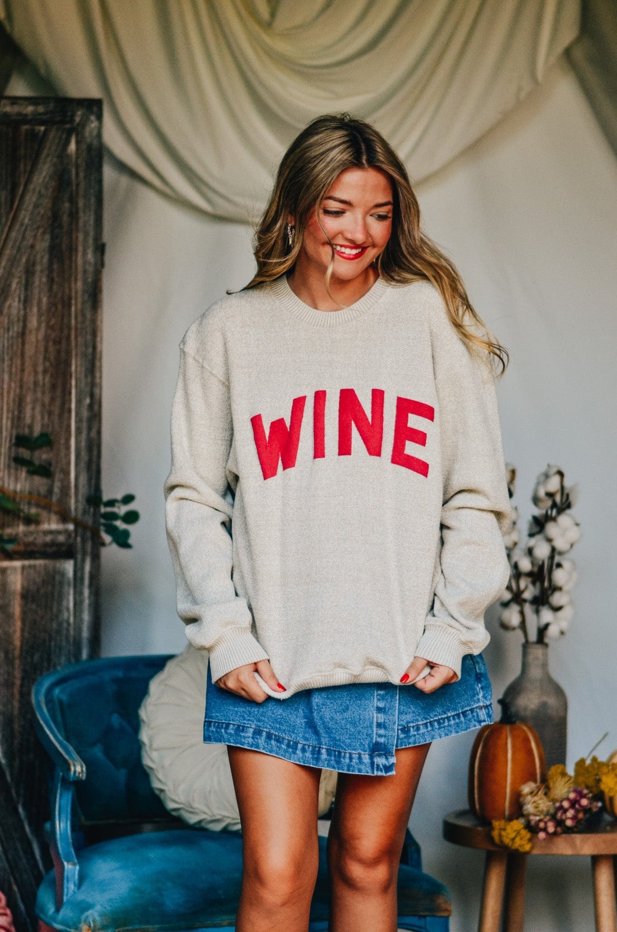 Wine Knit Sweatshirt