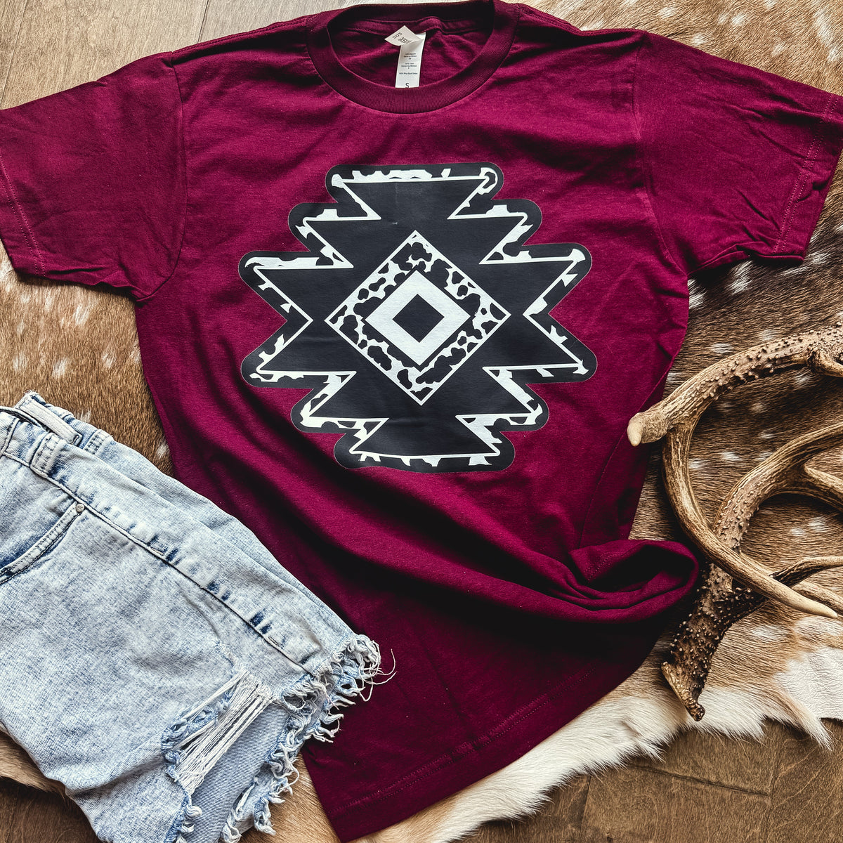 Cowprint Aztec Diamond Graphic Tee