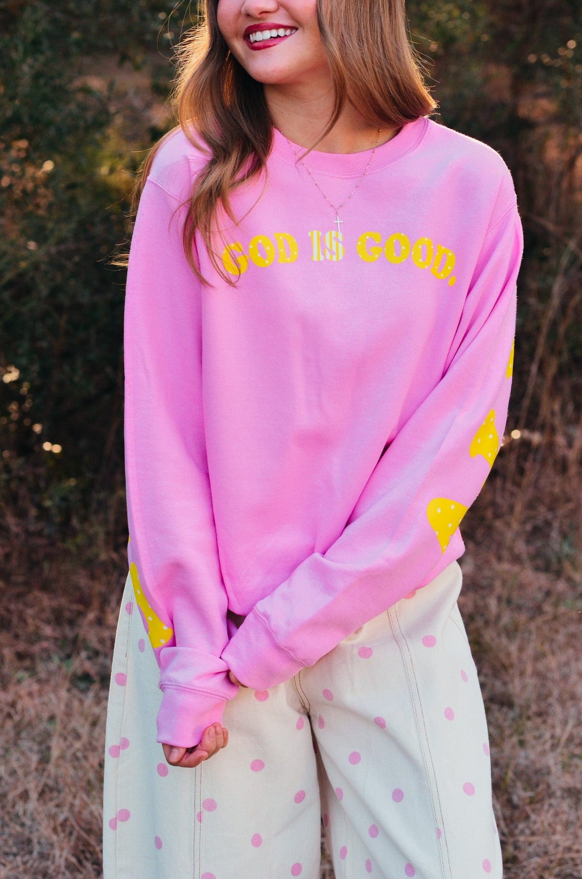 God Is Good Pink Sweatshirt