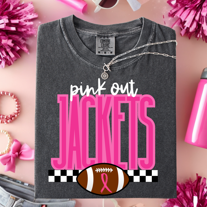 Custom Pink Out Checked Football Graphic Tee