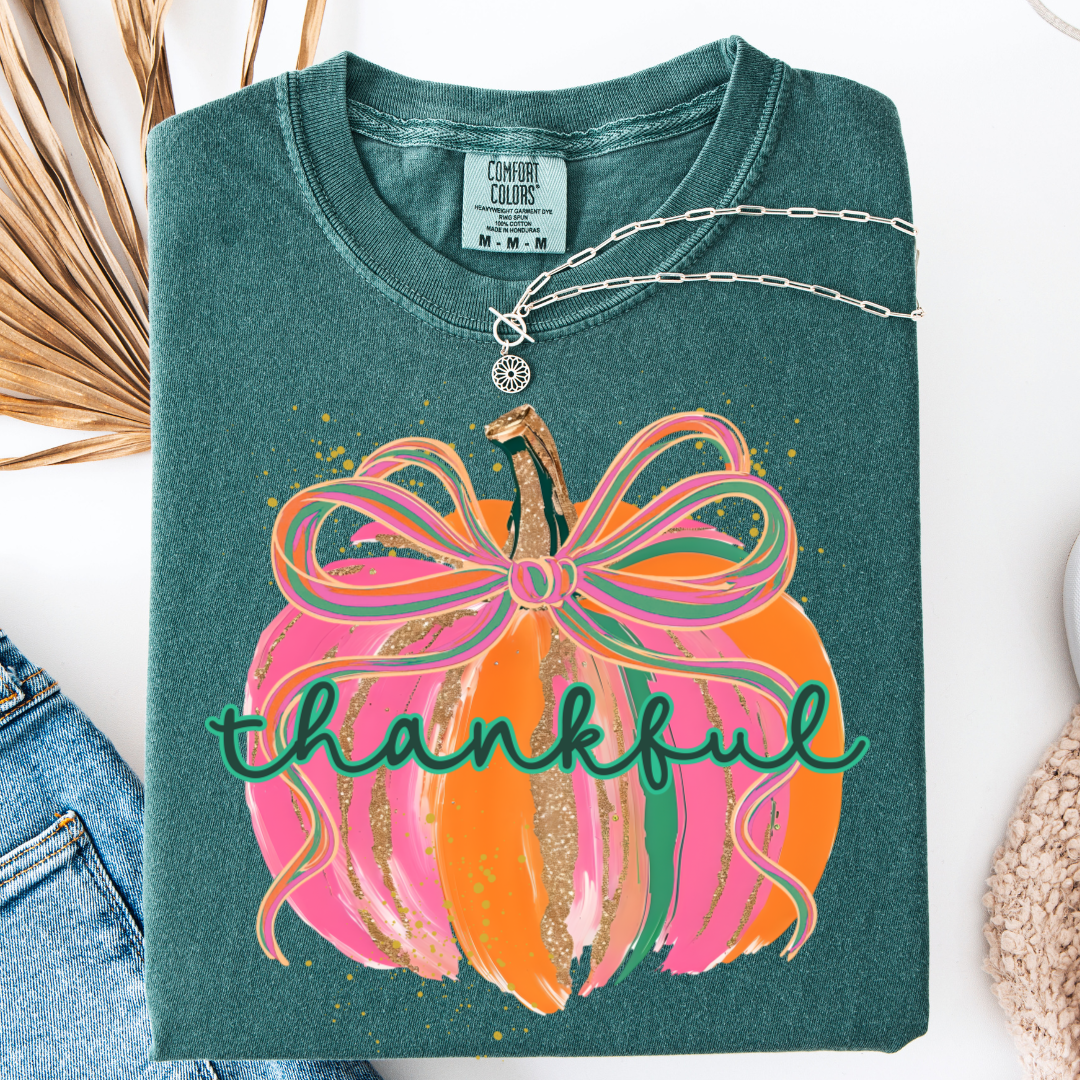 Colorful Thankful Pumpkin Graphic Tee