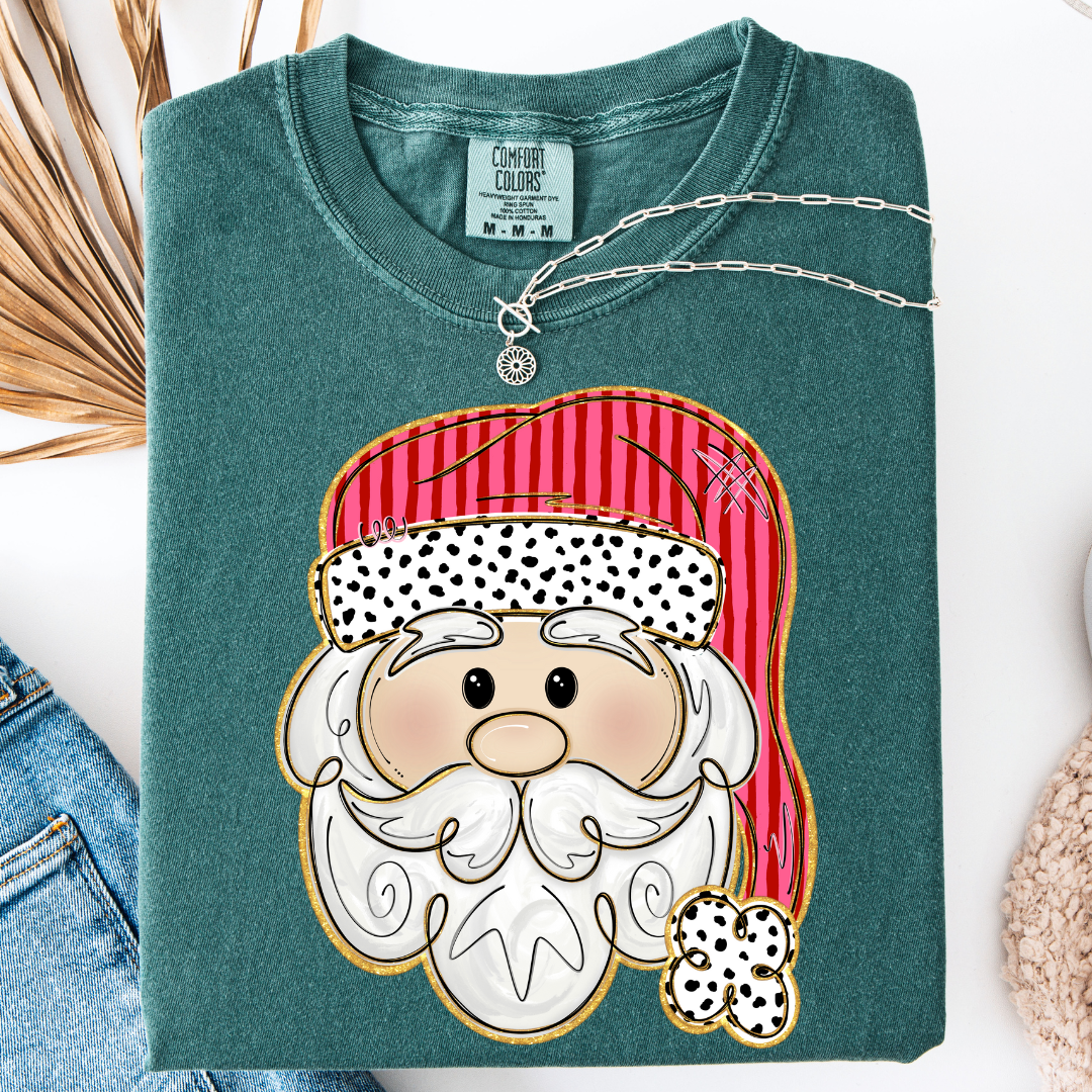 Pink and Red Santa Graphic Tee