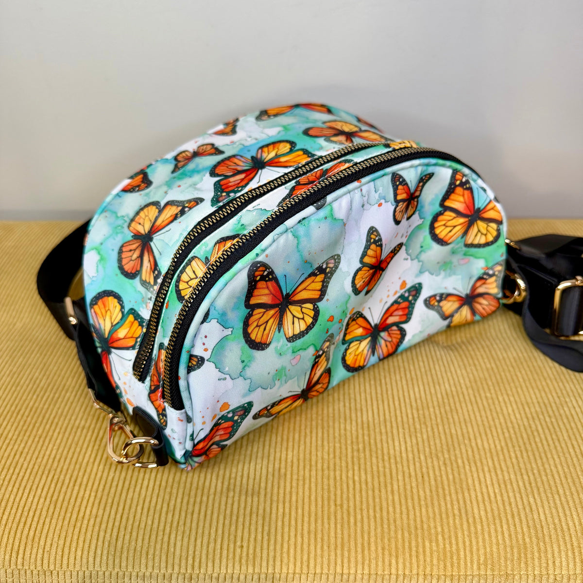 The Roni Nylon Crossbody - Butterfly Orange Teal