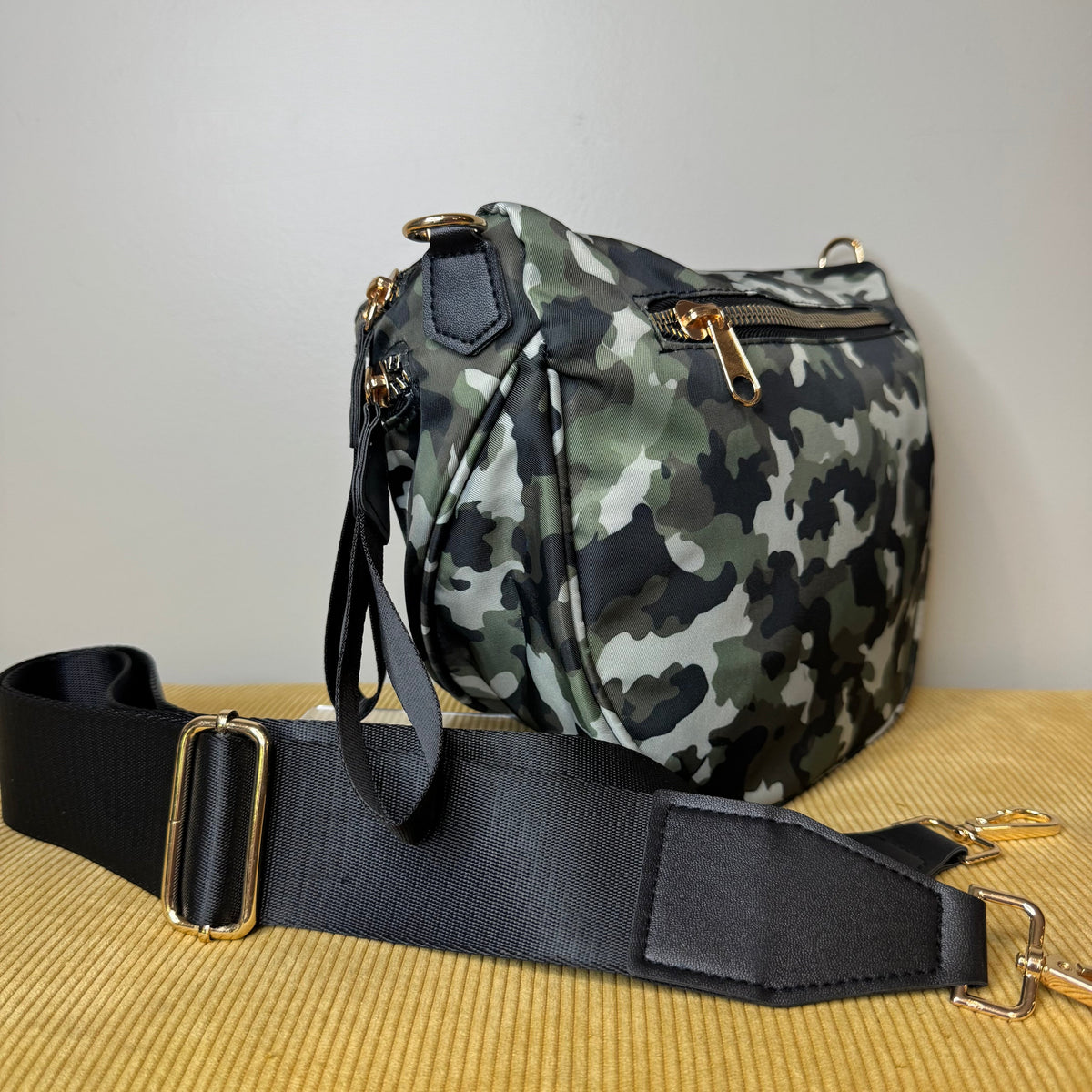 The Roni Nylon Crossbody - Green Camo