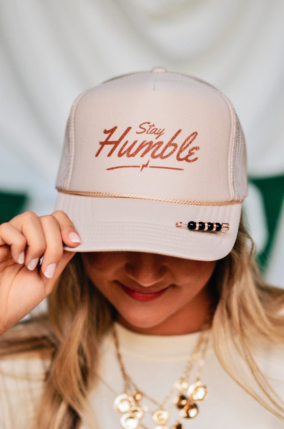 Stay Humble Cream Trucker Hat