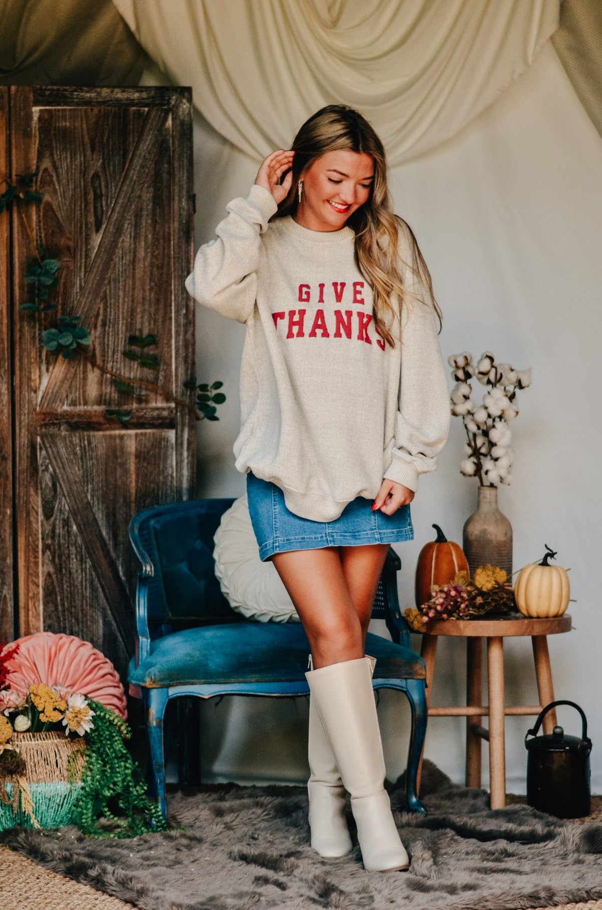 Give Thanks Knit Sweatshirt