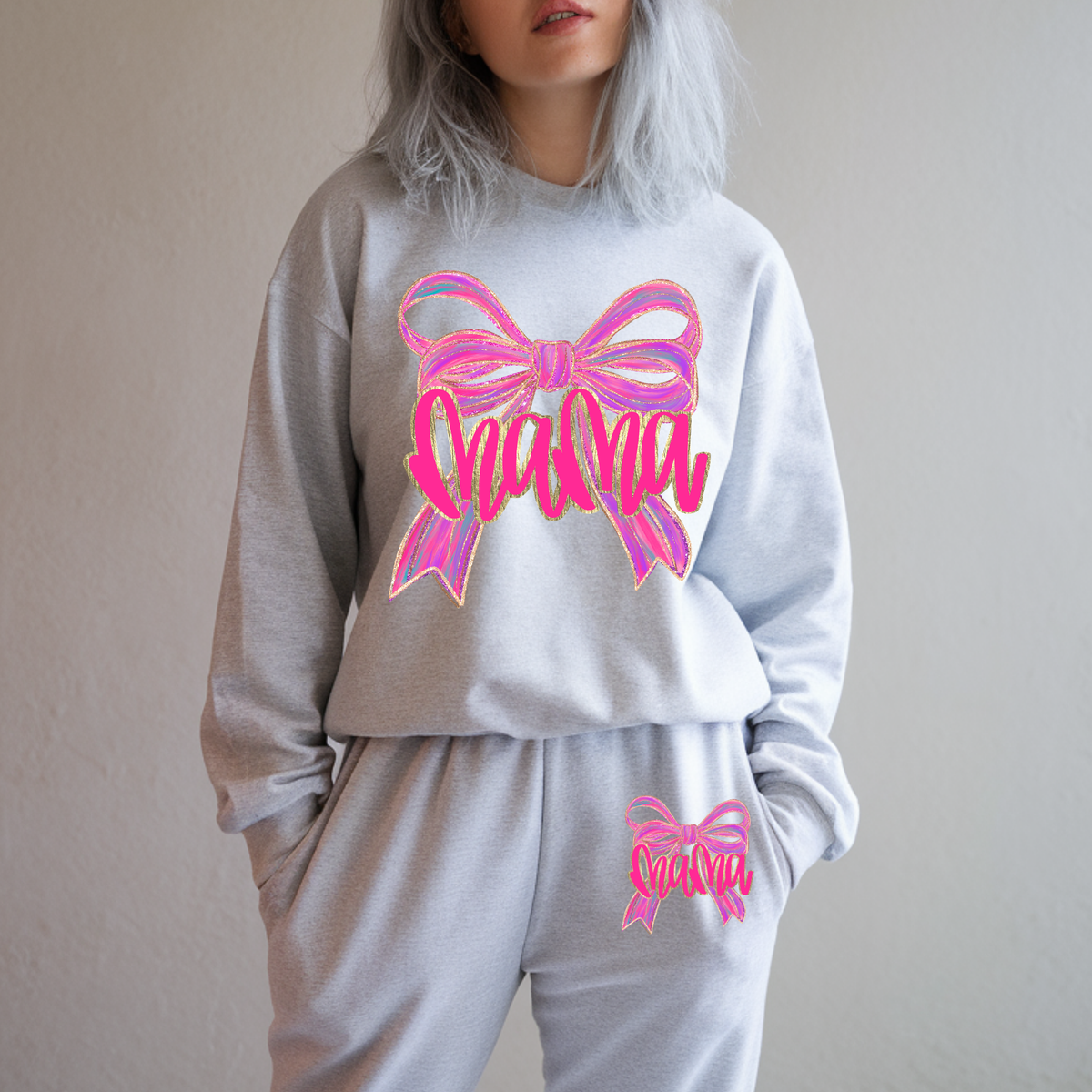 Pink Mama Bow Sweat Set