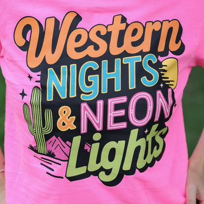 Western Night & Neon Lights Graphic Tee