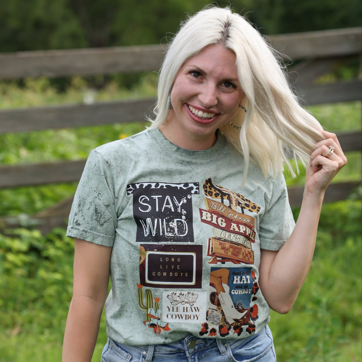 Stay Wild Cowboy Collage Graphic Tee