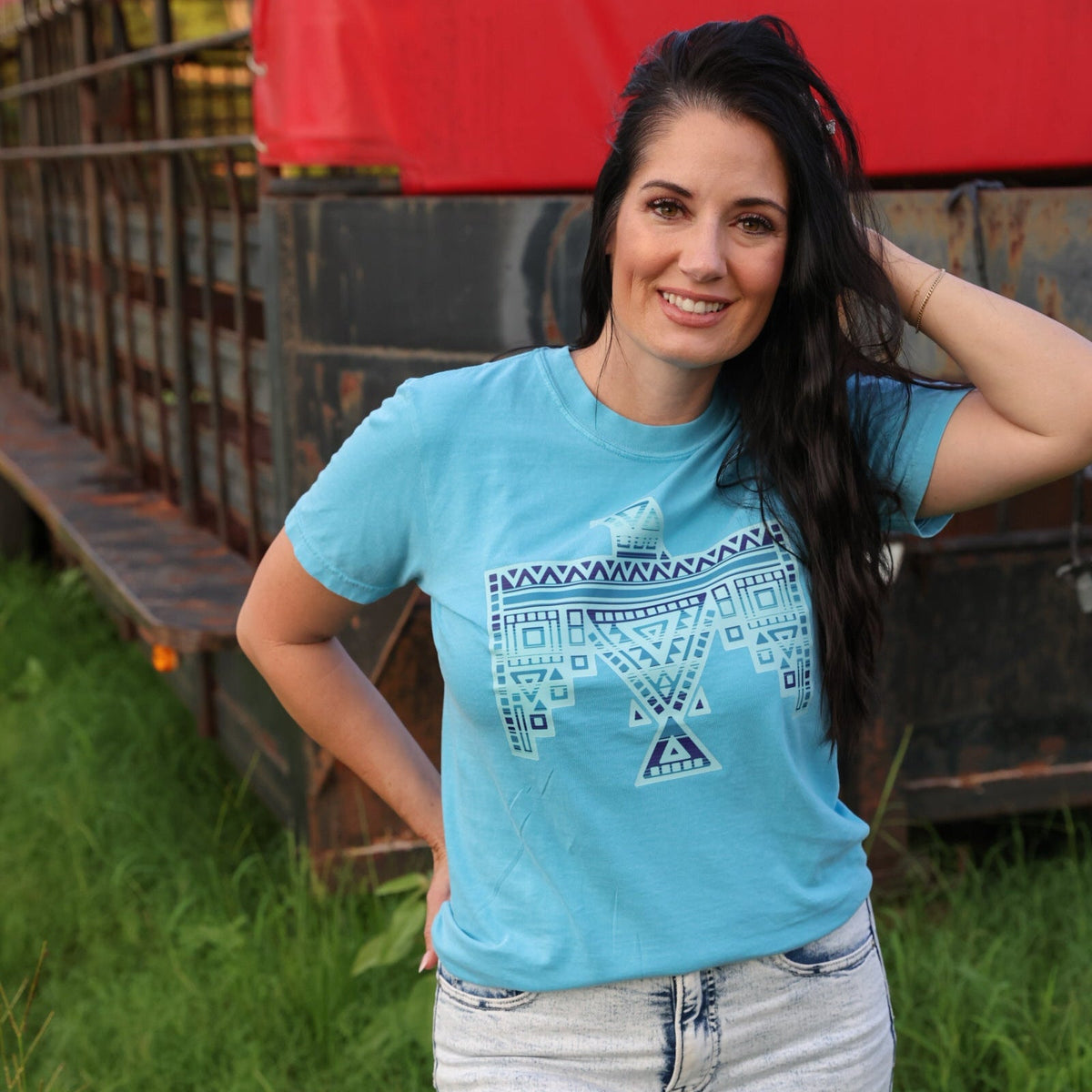 Blue Aztec Thunderbird Graphic Tee