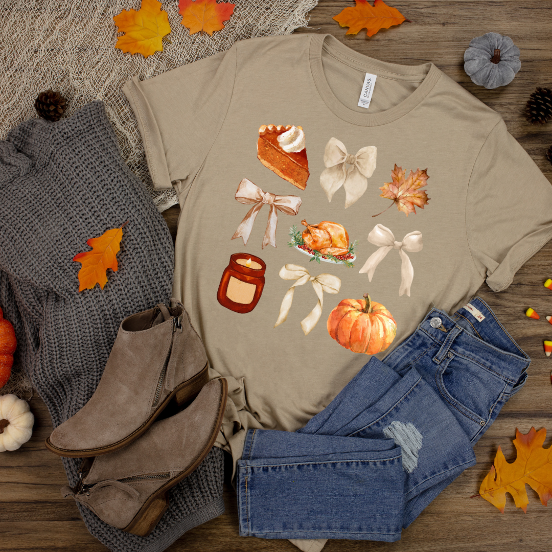 Thanksgiving and Bows Graphic Tee
