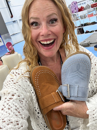 Josephine Suede Slide in Blue
