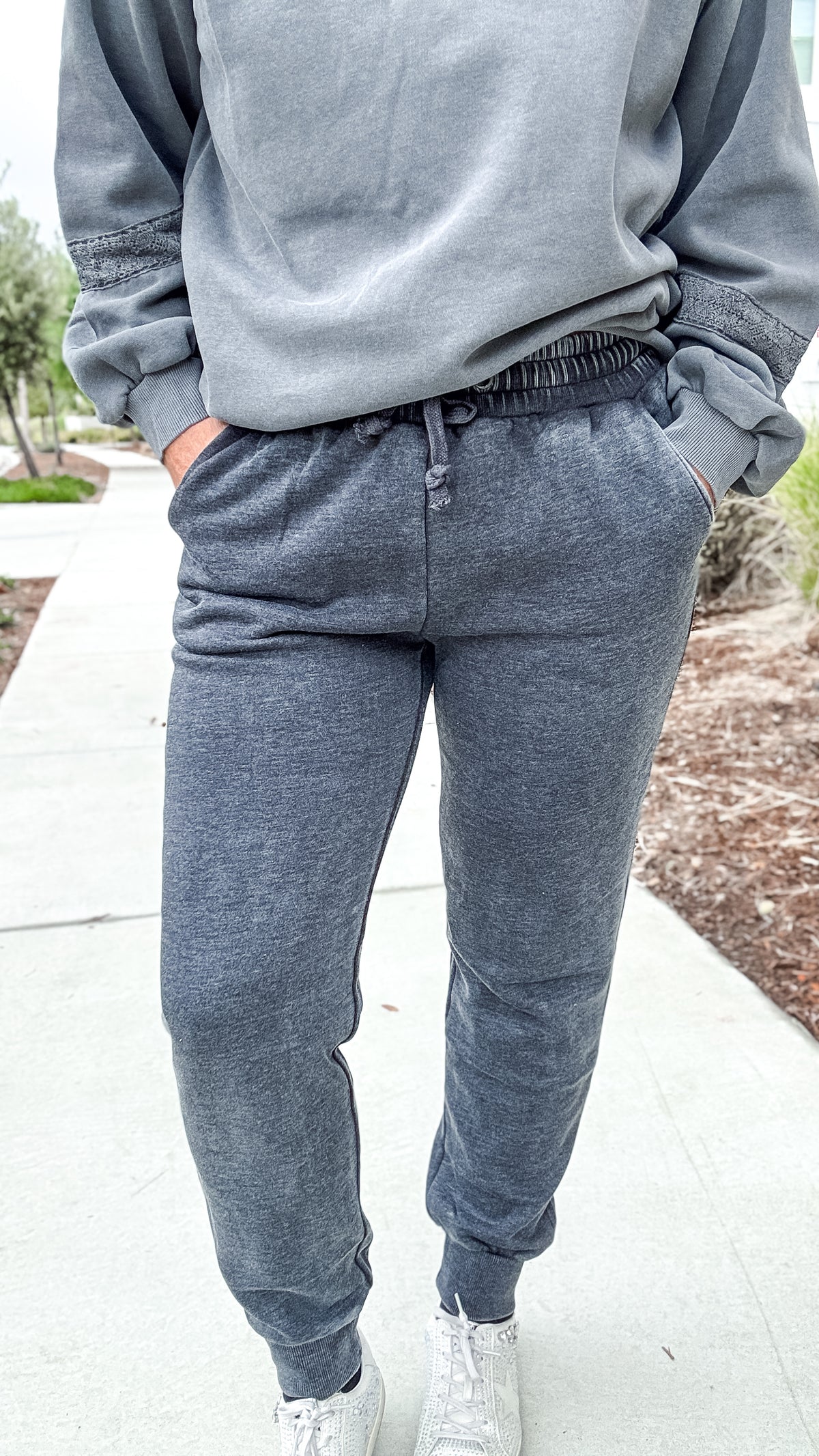 Lace Accent Vintage Wash Crewneck + FREE Mineral Jogger