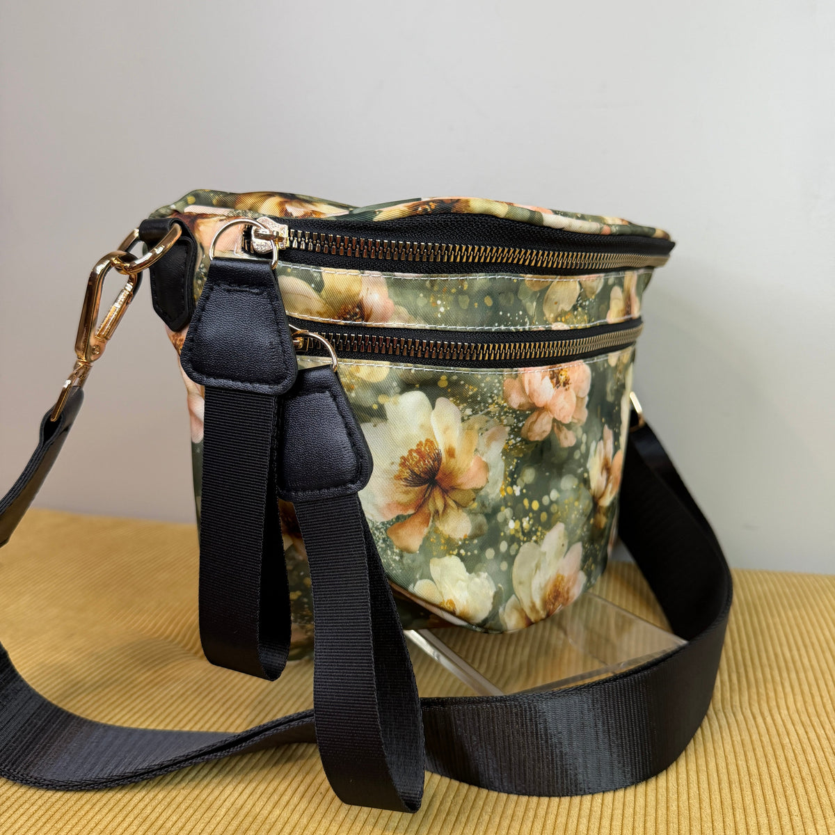 The Roni Nylon Crossbody - Floral Green Magnolia