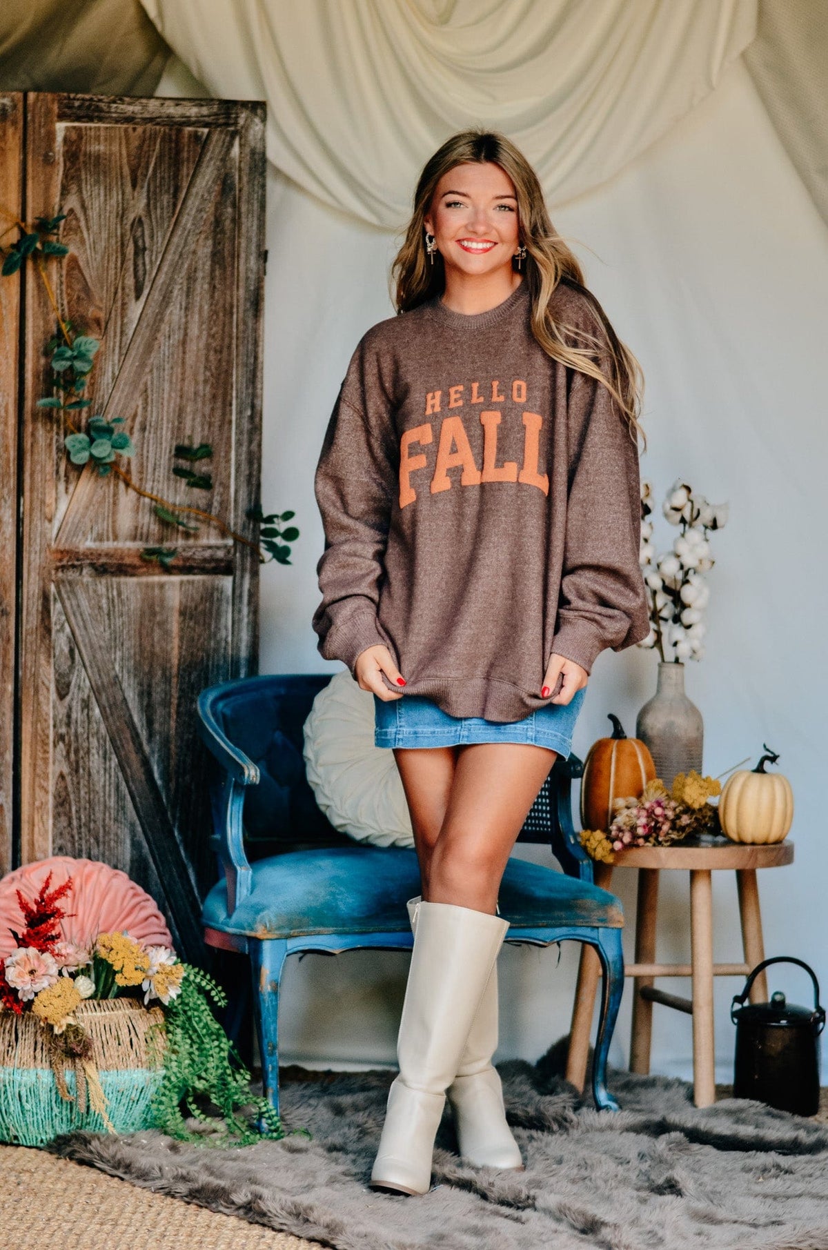 Hello Fall Knit Sweatshirt