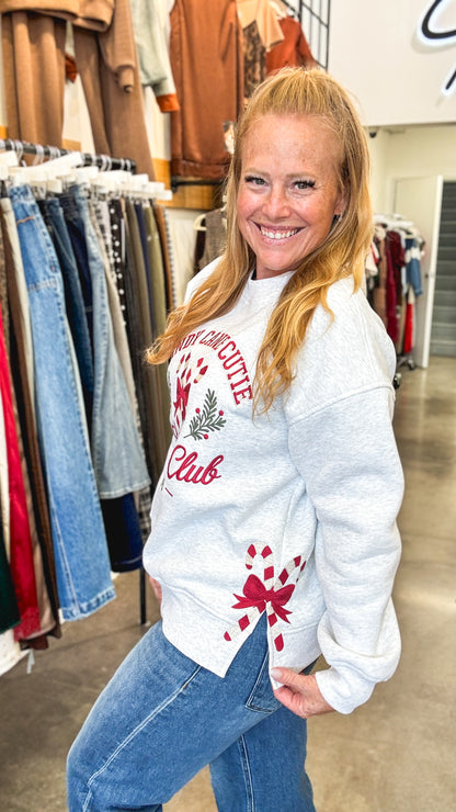Candy Cane Cutie Embroidered Sweatshirt