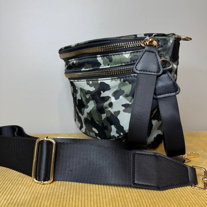 The Roni Nylon Crossbody - Green Camo