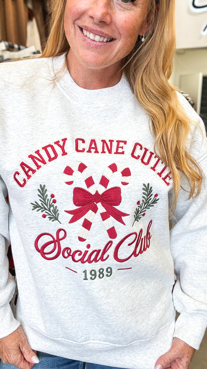 Candy Cane Cutie Embroidered Sweatshirt