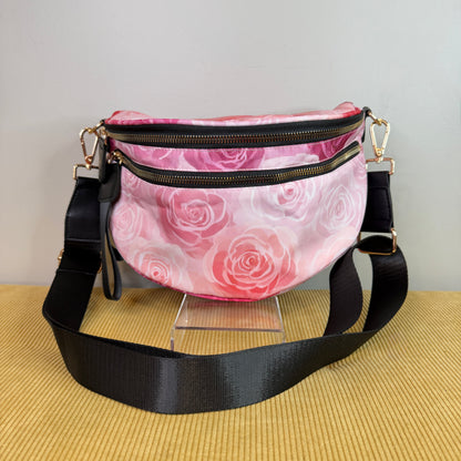 The Roni Nylon Crossbody - Pink Purple Ombré Roses