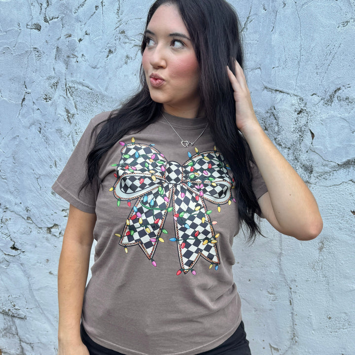 Christmas Lights Bow  Graphic Tee