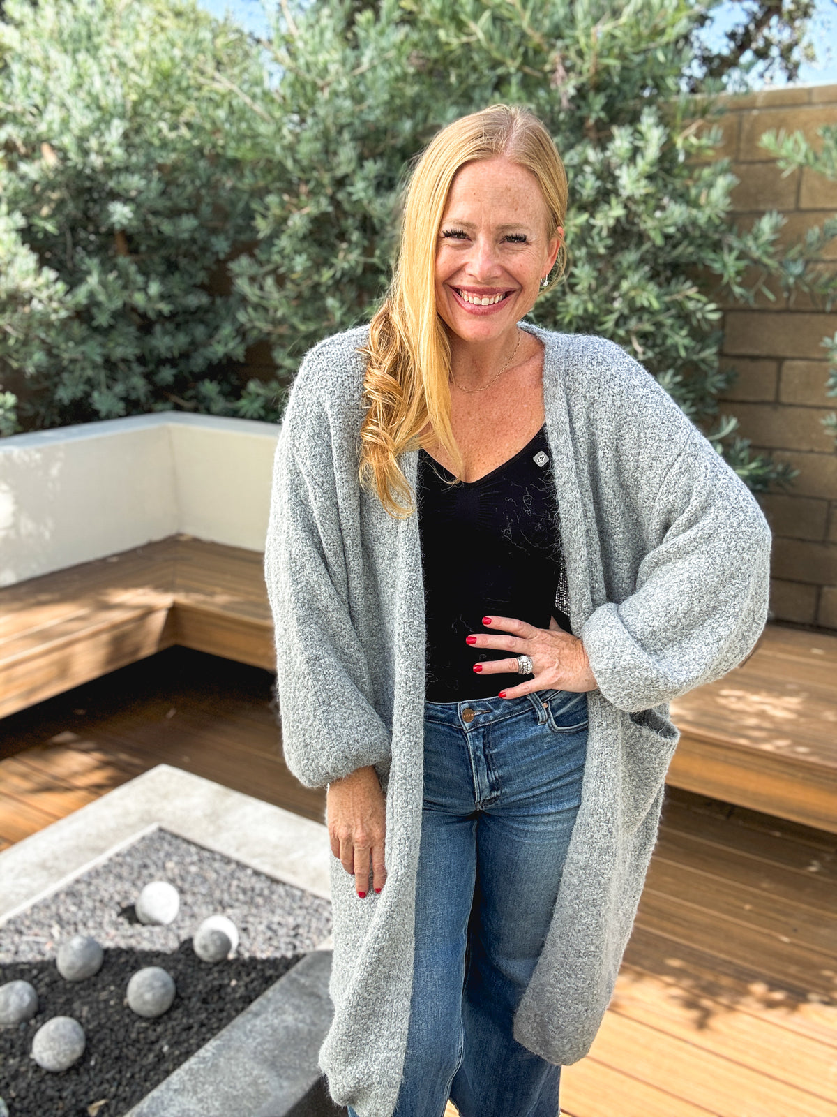 Cozy Bouclé Open-Front Long Cardigan