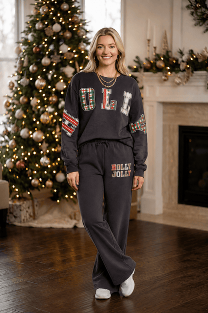 Holly Jolly Patch Charcoal Sweatpants