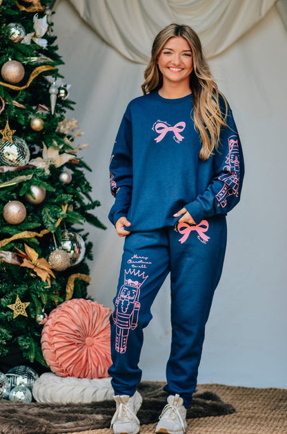 Nutcracker Bows Navy Sweatshirt