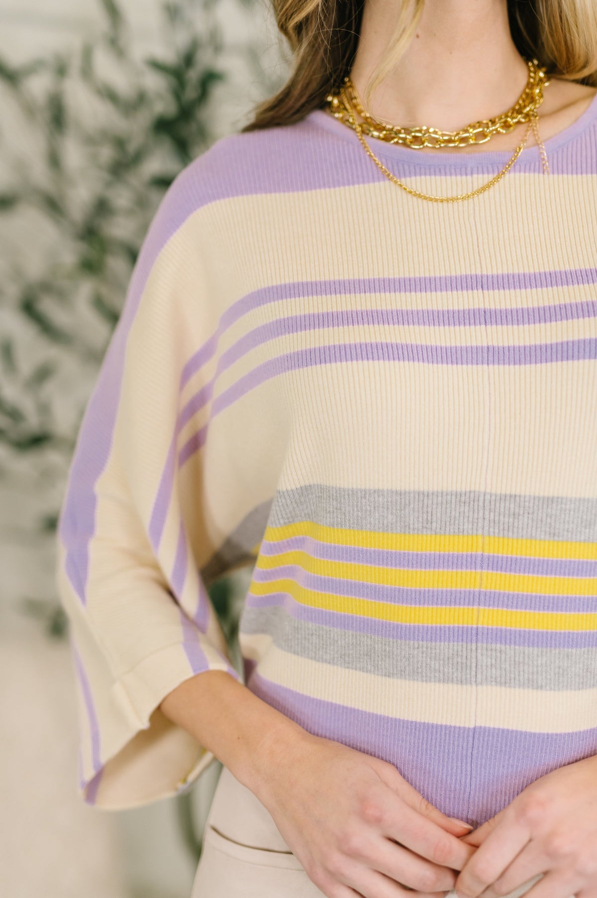Barely Justified Striped Dolman Sleeve Top