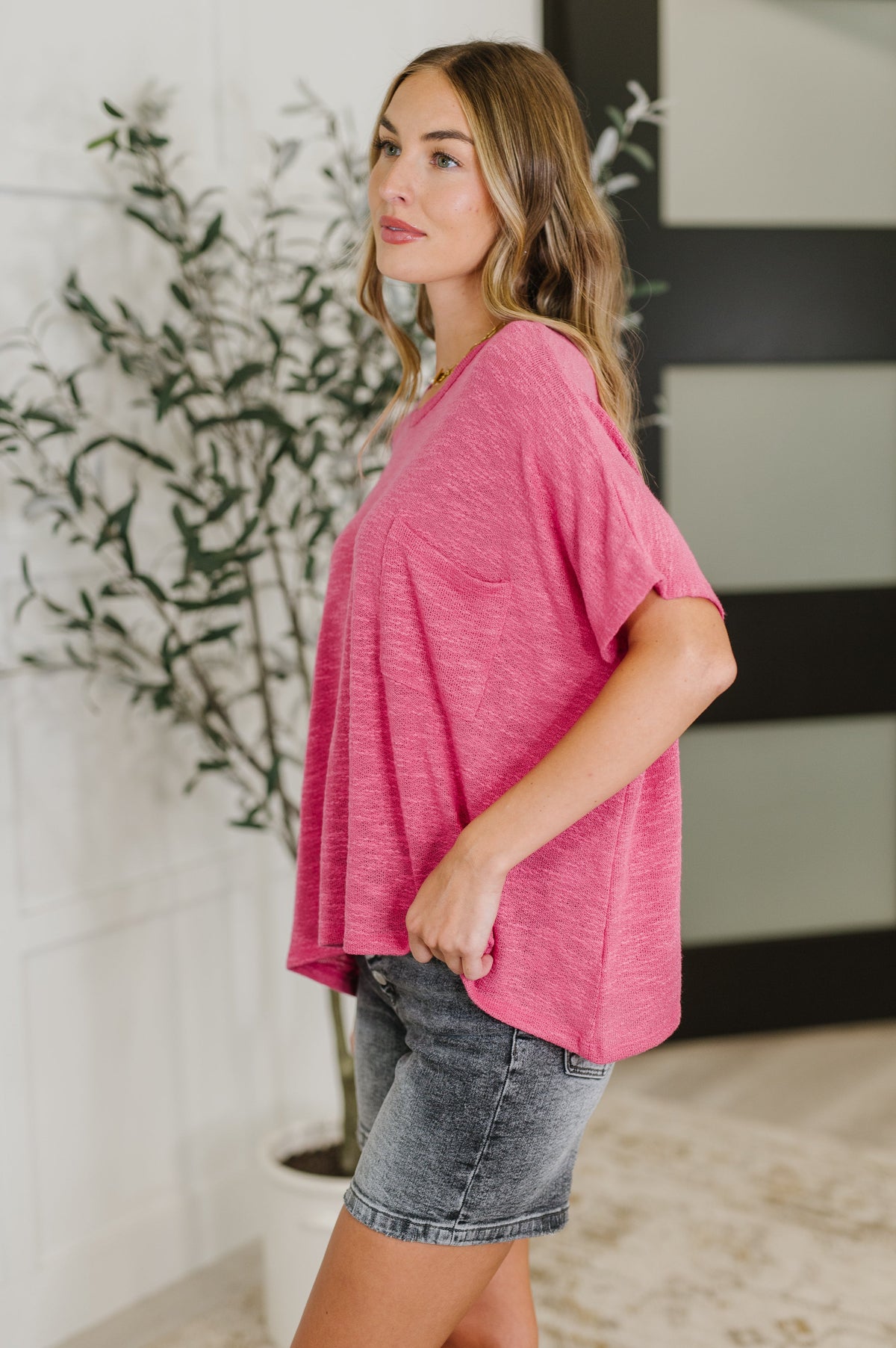 Basically Flowing Dolman Sleeve Top in Hot Pink