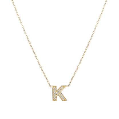 Custom Impression Initial Necklace (Water Resistant & Pave Crystal)