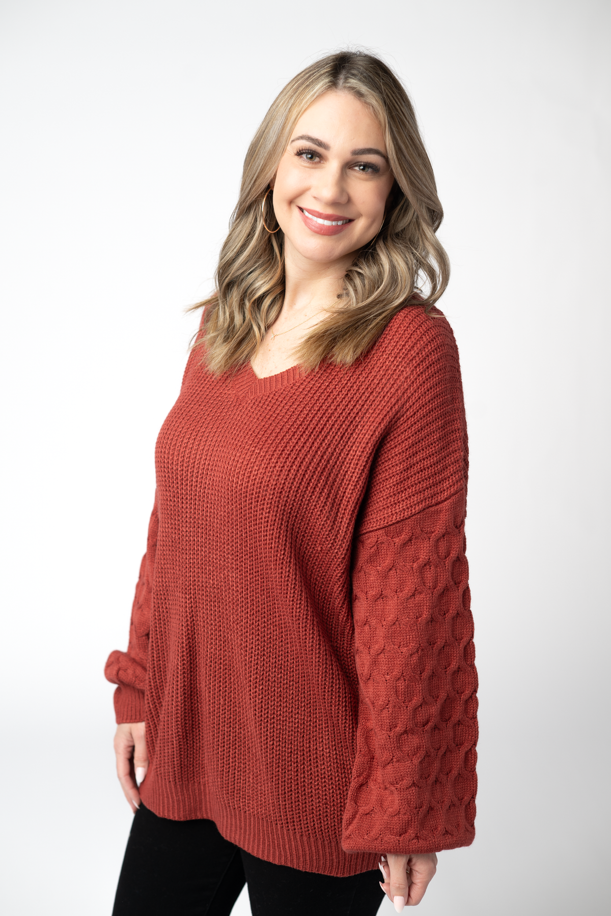 Talina Textured Sweater - Brick
