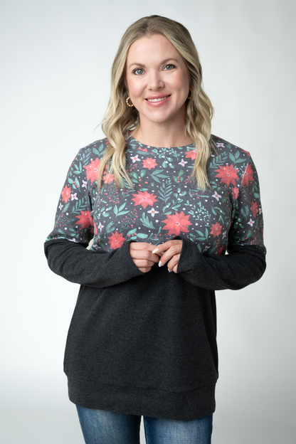 Natalie Pullover - Poinsettia Nights
