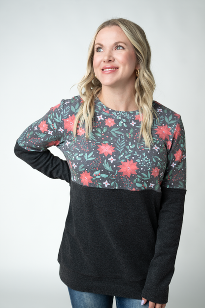 Natalie Pullover - Poinsettia Nights