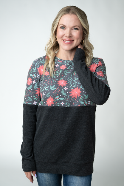 Natalie Pullover - Poinsettia Nights