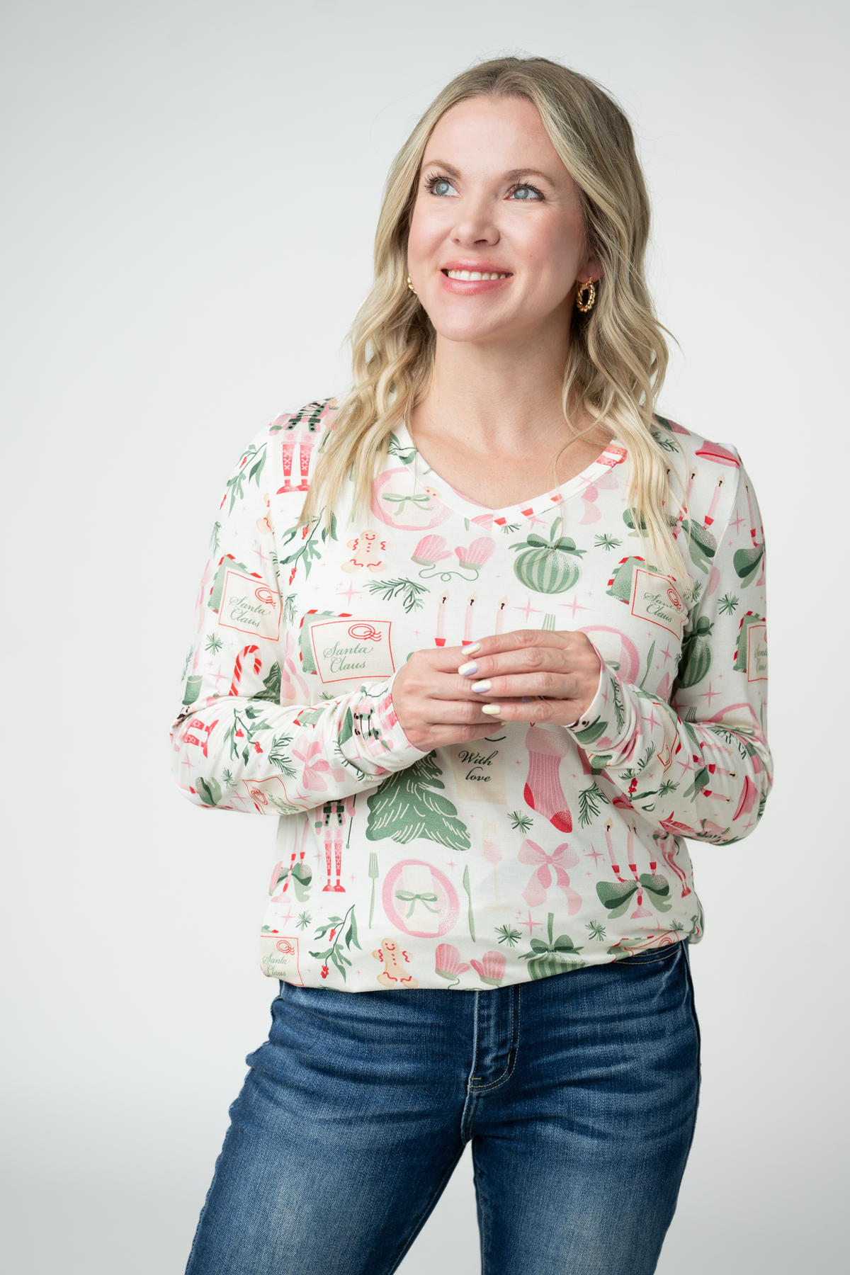 Larissa Long Sleeve - Pink Pine Noel